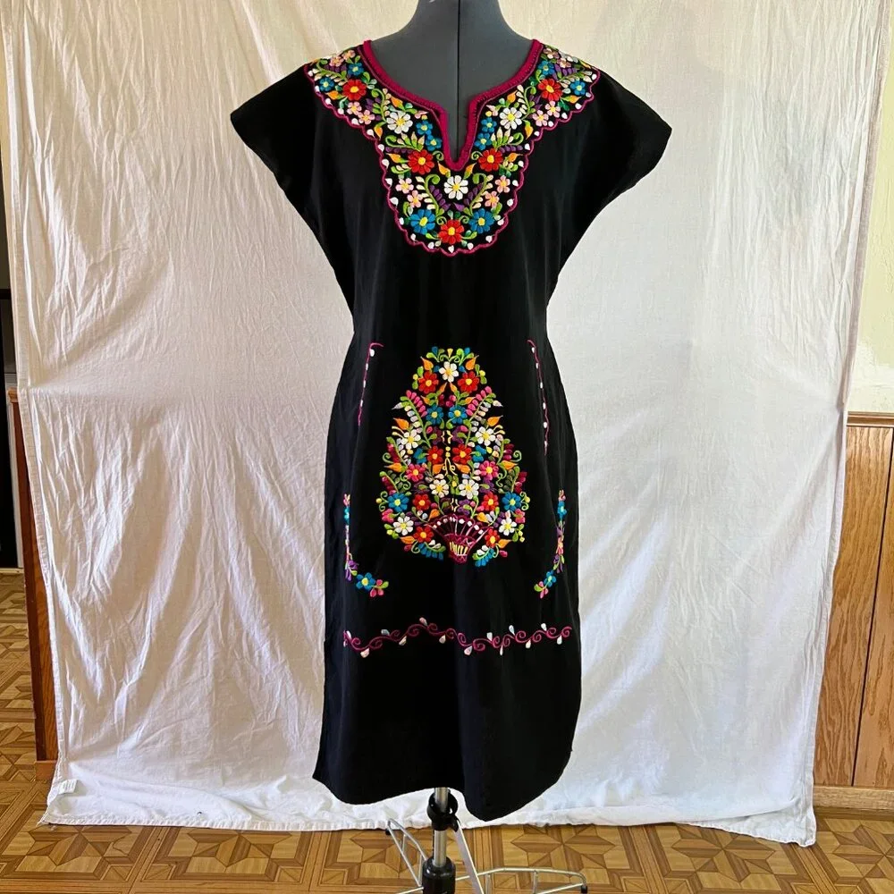 Authentic Mexican Tunic Blk Sz M - Picture 2 of 6
